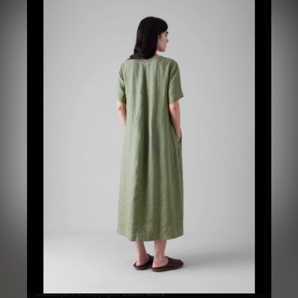 Toast garment dyed linen scoop neck dress, S